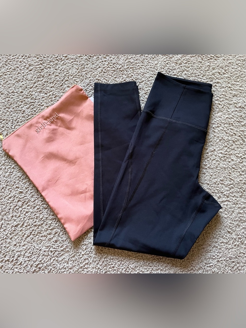 Girlfriend Collective Black Compressive High-Rise Leggings Size S with Pouch